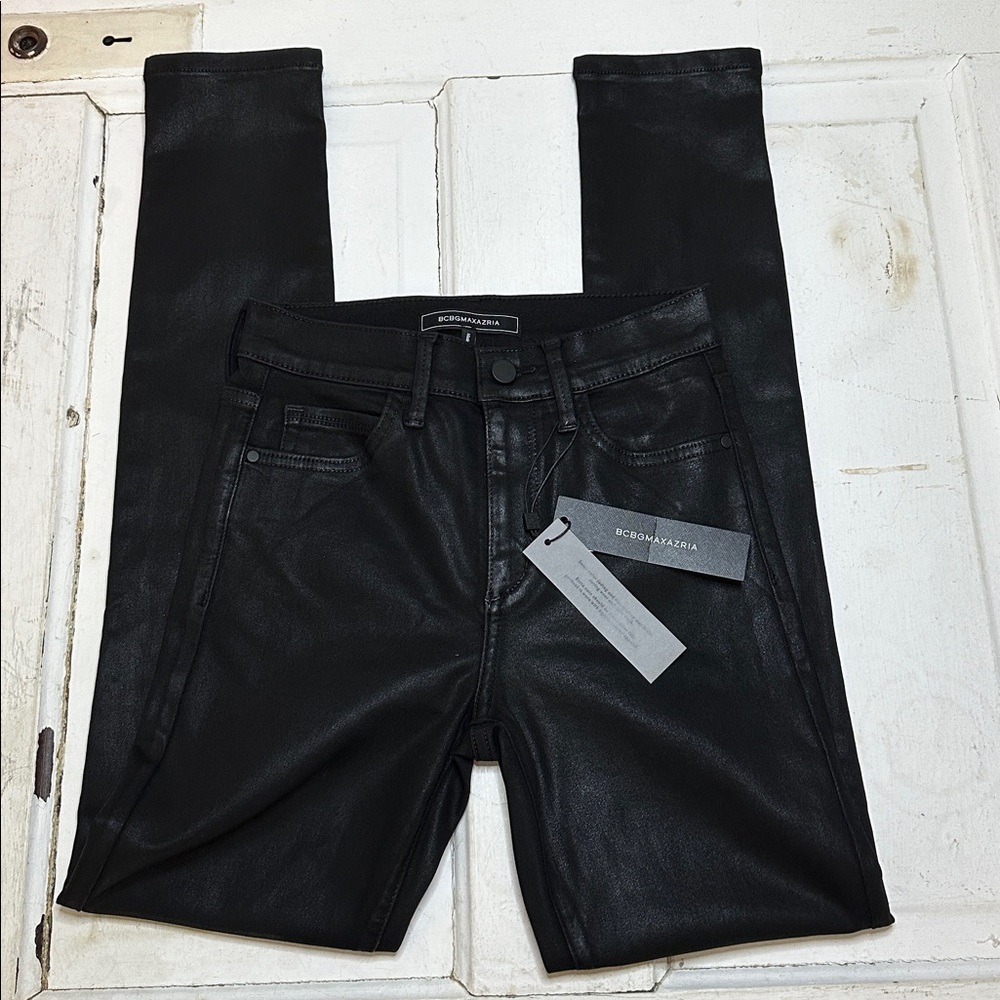 BCBGMaxAzria Black Coated Denim Jeans